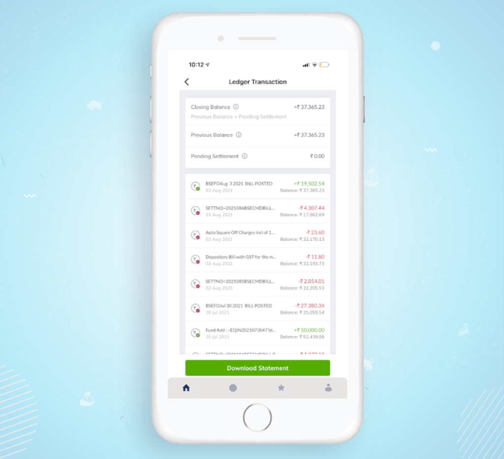 ledger transaction paytm money