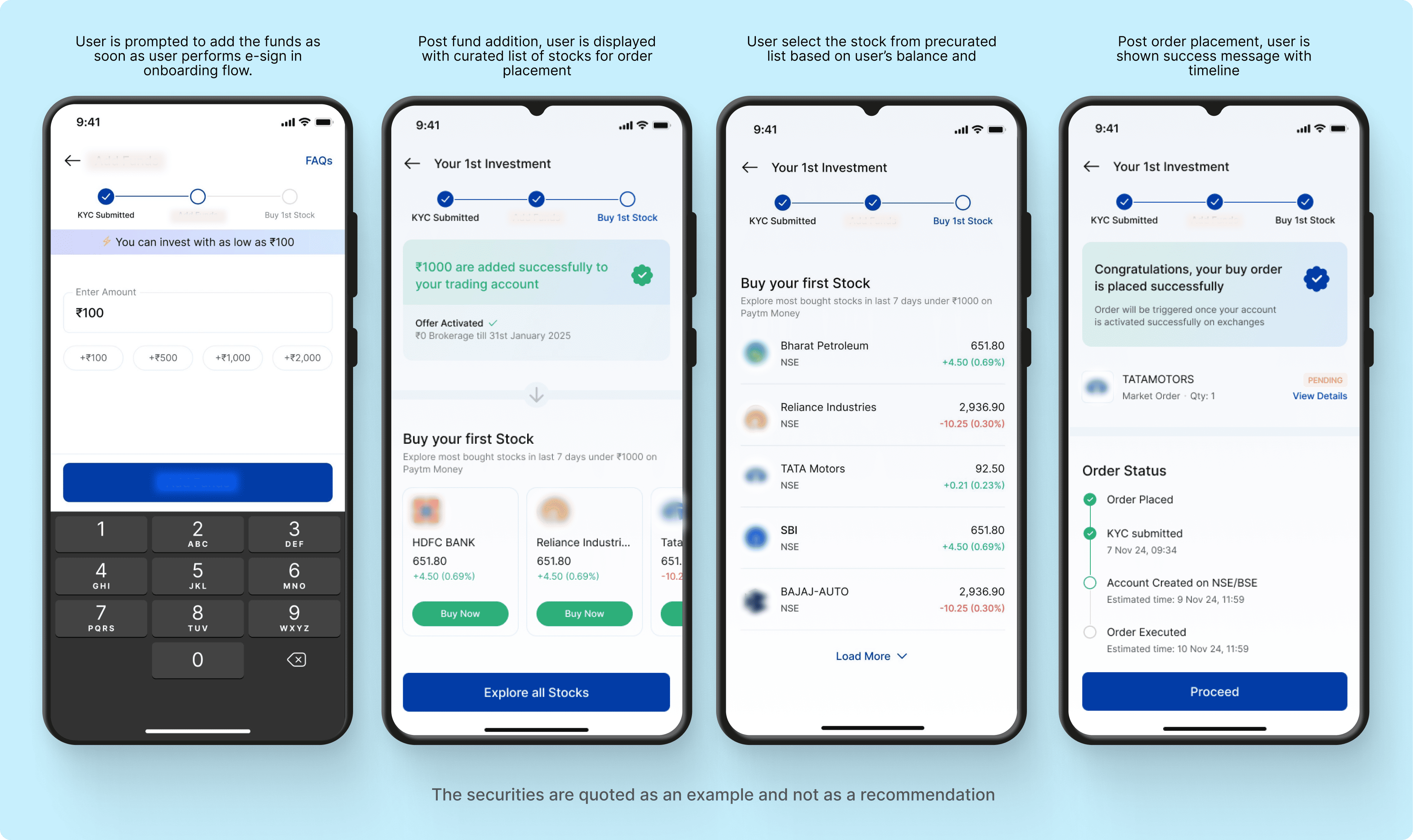 Instant order placement during onboarding journey on Paytm Money